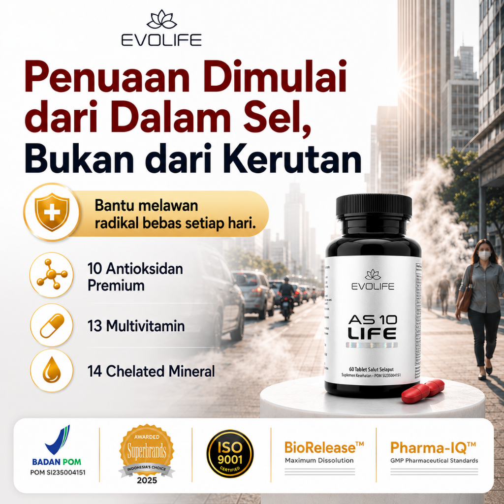 Evolife AS10 Suplemen Antioksidan Multivitamin Plus Chelated Mineral BPOM FDA Astaxanthin Tinggi Capsule Supplement Astasantin Multi Vitamin Collagen Multivitamins Minerals Imun Booster Antioxidant Menjaga Daya Tahan Tubuh