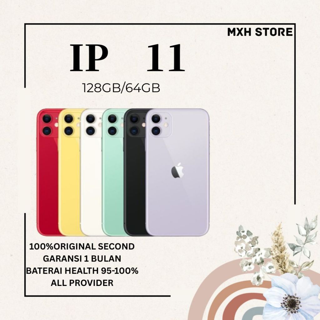 HiPhone 11 (256GB/128GB/64GB) – berfungsi penuh, asli, dan dalam kondisi sangat baik.