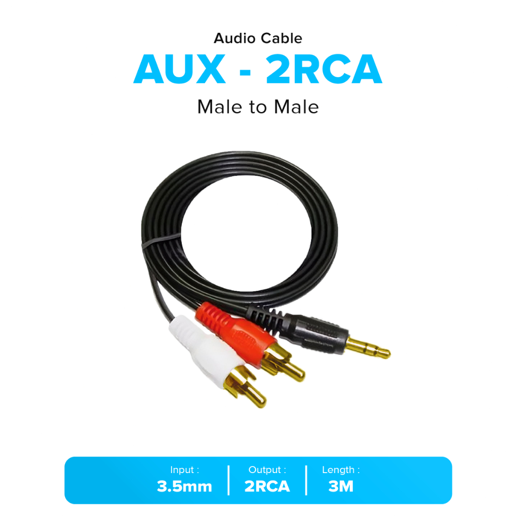 Jual AUX 3.5mm to 2 RCA Audio Cable Kabel Audio - 3M | Shopee Indonesia