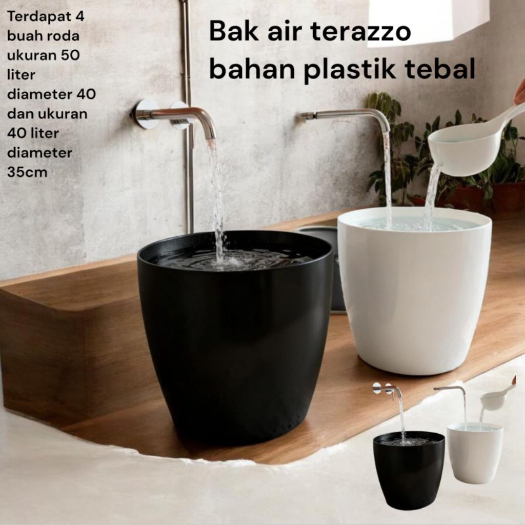 Jual Ember Pot Estetik Mewah Plus Roda no 50 dan 40 Hitam Putih Model ...