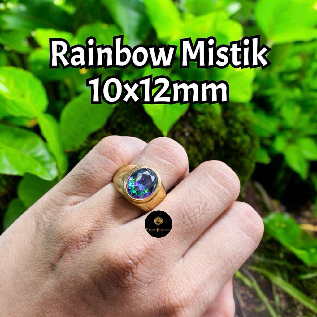 Jual Cincin Batu Permata Rainbow Mistik Quartz Ukuran 10x12mm Ring ...