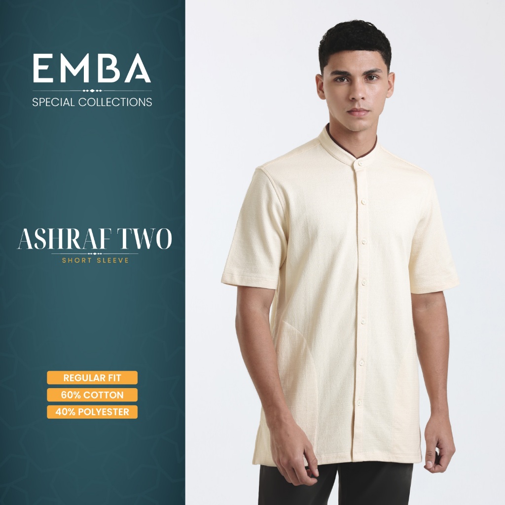 Jual Emba - Ashraf Two Kemeja Koko Pria Premium Lengan Pendek Cream ...