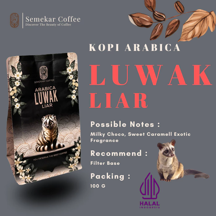 Semekar Coffee - Biji Bubuk Kopi Arabika Luwak Liar Aceh Gayo Specialty Fresh Roasted Beans 100 gr dan 200 gr