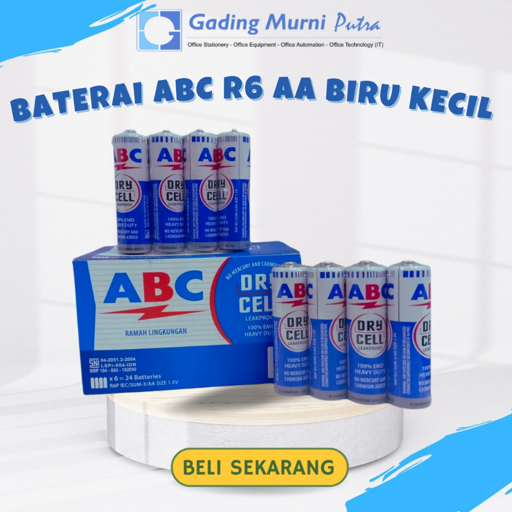 Jual BATERAI ABC R6 AA BIRU KECIL ISI 4PCS 100% ORIGINAL | Shopee Indonesia