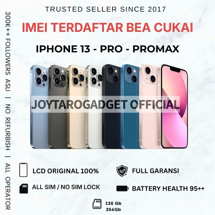 iPhone 13 - 13 pro - 13 pro max 128gb 256gb IMEI Terdaftar BC BeaCukai  Lcd Orig