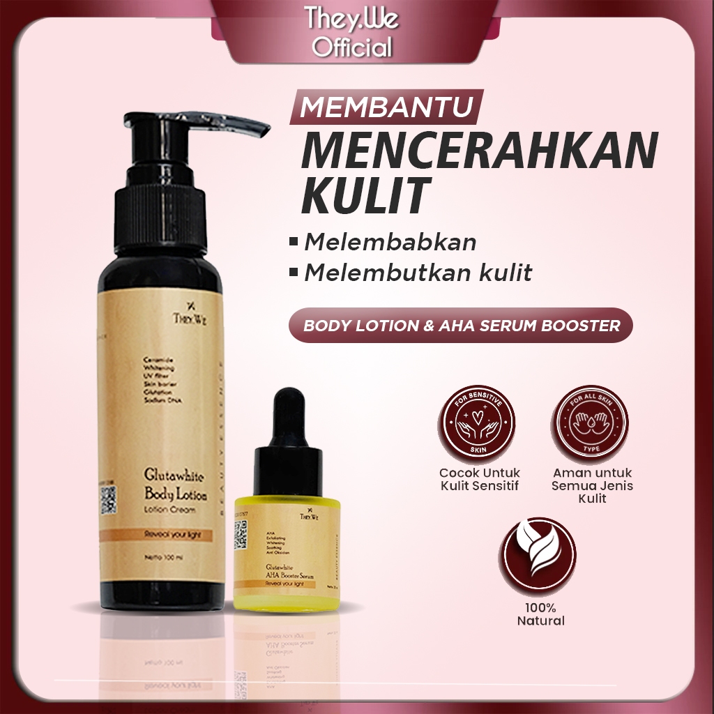 They.We - Whitening Body Lotion + AHA Serum Booster Pemutih Pencerah Badan Wanita Pria BPOM