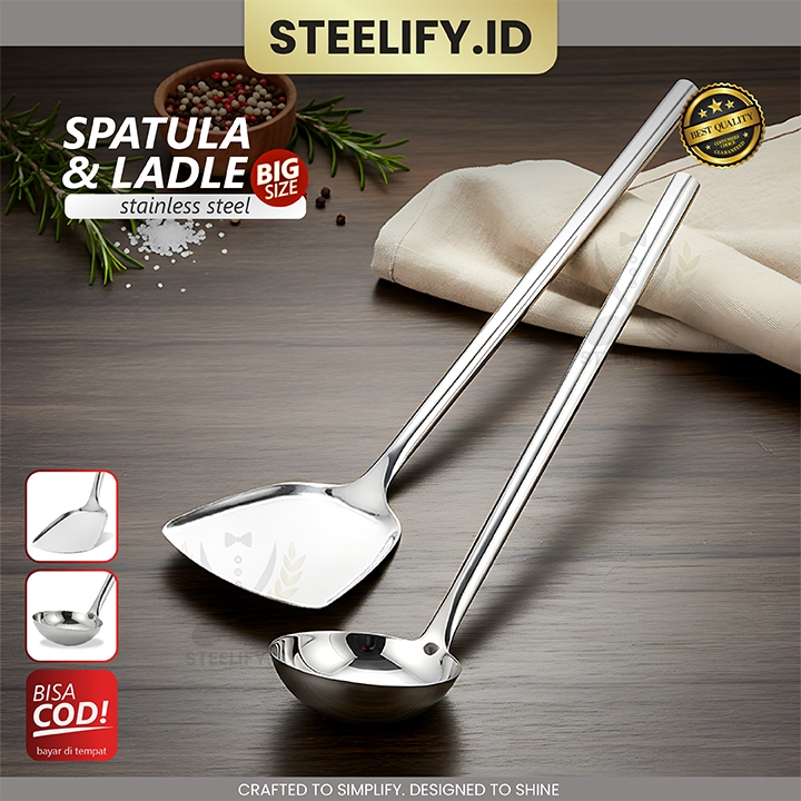 Jual Spatula & Ladle Stainless Steel BIG SIZE 82-84cm - Sodet Irus ...