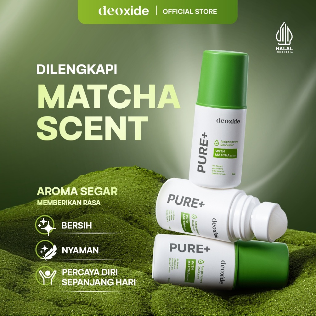 Jual DEOXIDE Pure+ With Matcha Scent Antiperspirant Deodorant Roll On ...