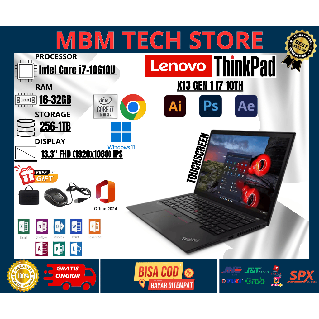 Jual Laptop Lenovo ThinkPad X13 GEN 1 I7 10TH TOUCHSCREEN 16GB/1TB SSD ...