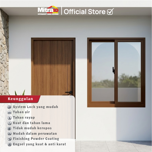 Jendela Aluminium Coklat Sliding Jungkit Awet Minimalis Kaca Rumah Ruangan Tidy  W1 W2 W3 Brown Series [INCLUDE PACKING KAYU]