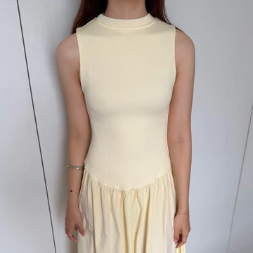 THALIA DRESS ROOHA Basic Drop Waist Ribbed Cotton Maxi Dress Wanita