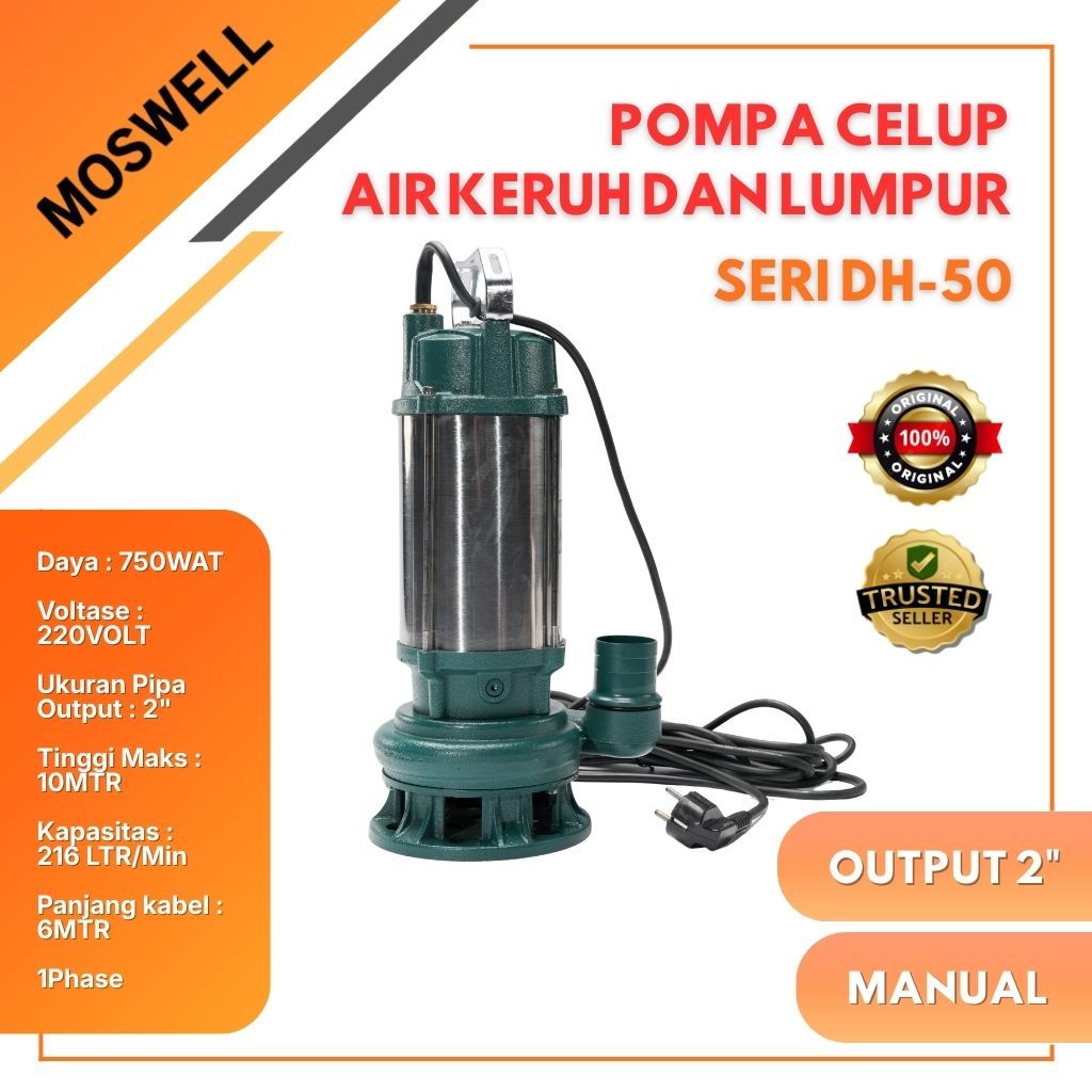 Jual POMPA CELUP AIR KOTOR / AIR KERUH / AIR LUMPUR MOSWELL DH50, DH75 ...
