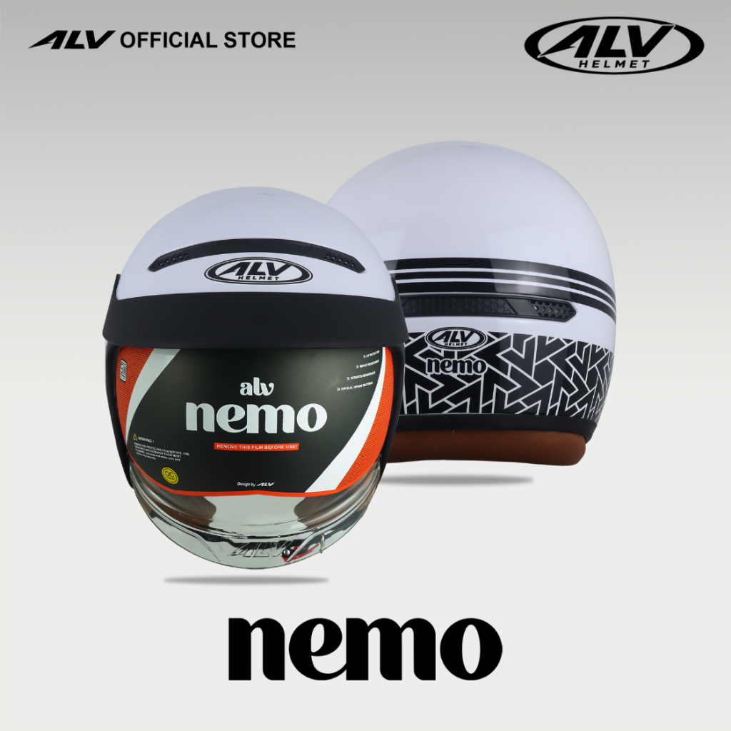 Jual HELM ALV NEMO STRIP WHITE HALF FACE ORIGINAL - SNI - MICROLOCK ...