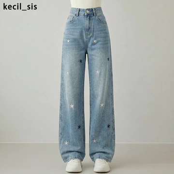 Highwaist Jeans Wanita Celana Panjang Wanita Celana Jumbo Korean Style Celana Kulot Straight