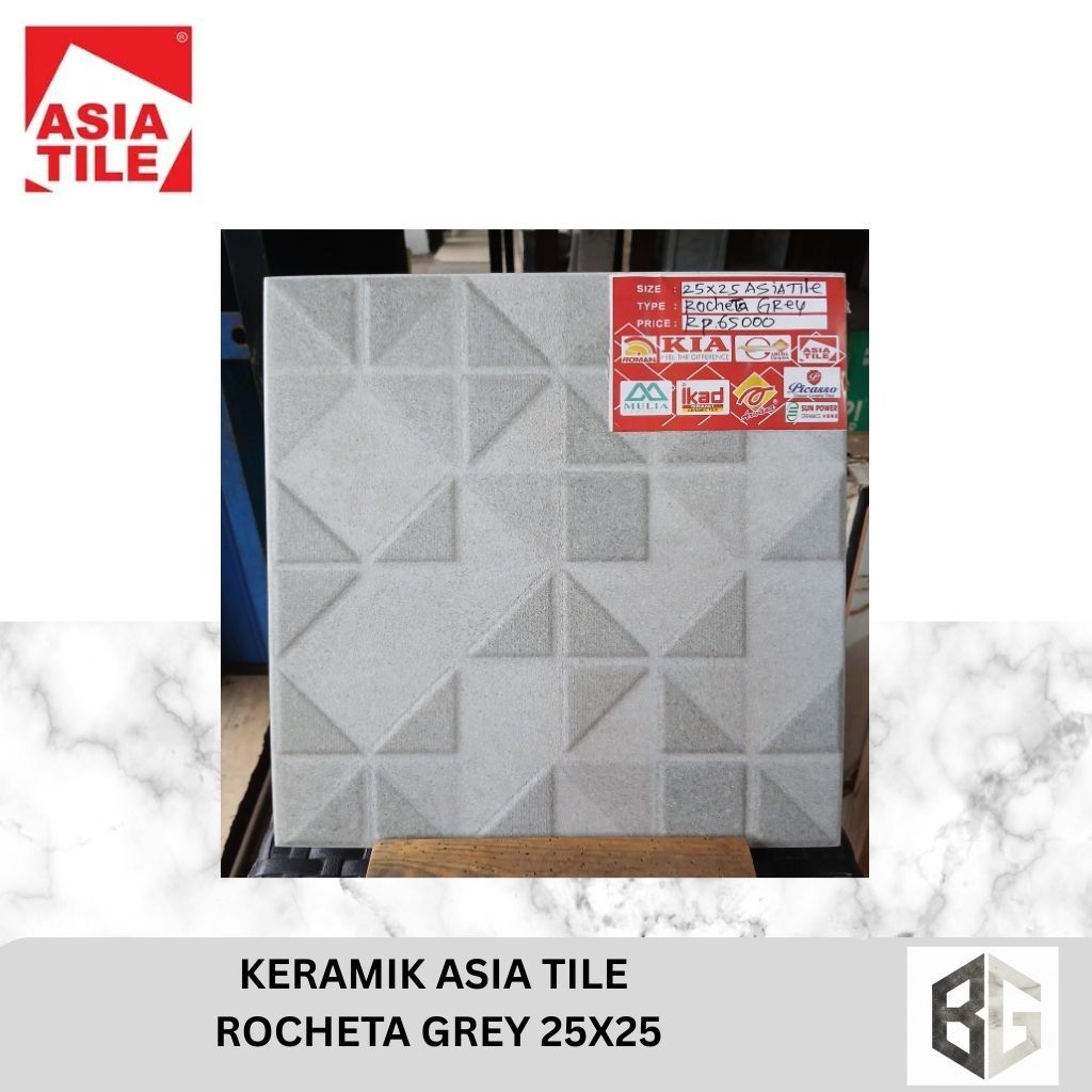 Jual Keramik Asia tile Rocheta Grey 25x25 | Shopee Indonesia