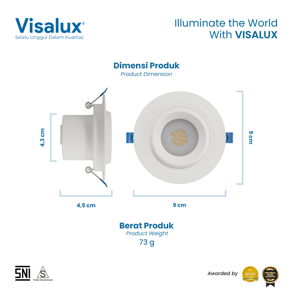 Jual Visalux Orbit LED Spotlight Inbow 7W 3 Inch - Lampu Sorot Plafon ...