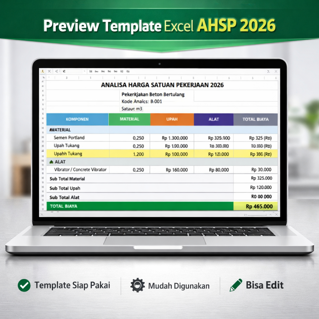 Jual AHSP 2026 Format Excel Siap Pakai | Analisa Harga Satuan Pekerjaan ...