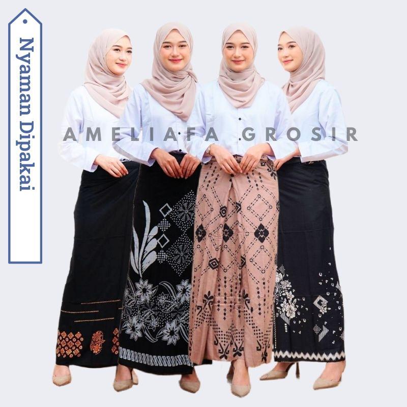 Sebatik - 4 Sarung Goyor Santriwati Rayon Dingin Ukuran Remaja Dewasa - Sarung Santri Putri Aqil Motif Batik Wanita