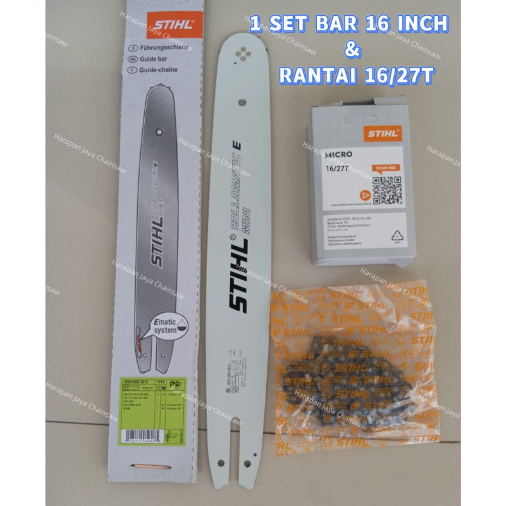 Jual 1 Set Bar 16 inch dan Rantai 16"/27T Untuk Mesin Chainsaw Stihl MS ...