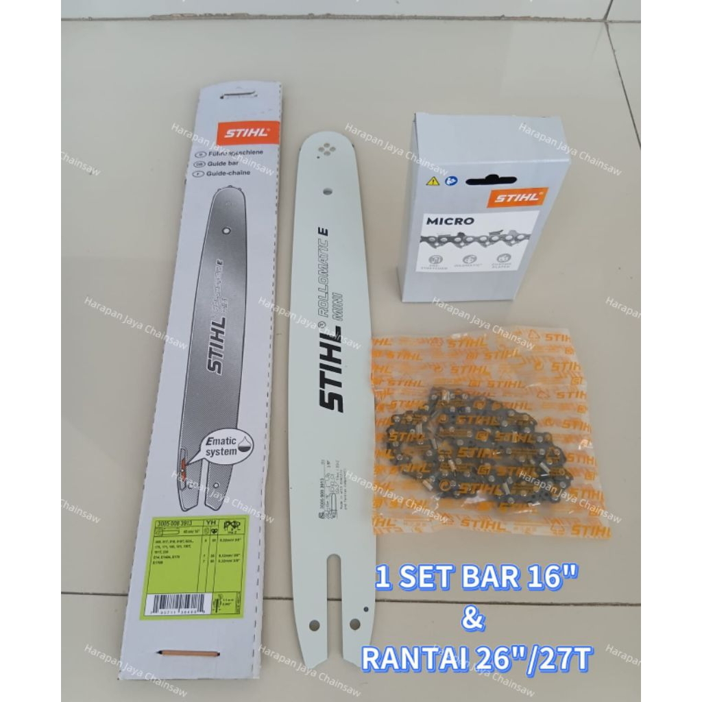 Jual 1 Set Bar 16 inch dan Rantai 16"/27T Untuk Mesin Chainsaw Stihl MS ...