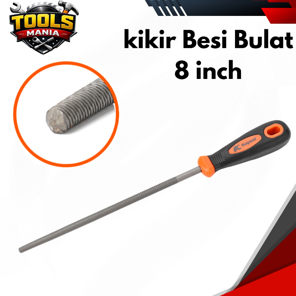 Jual Kapusi kikir Besi Gagang Karet Bulat 8 inch / kikir Besi Bulat 8 ...