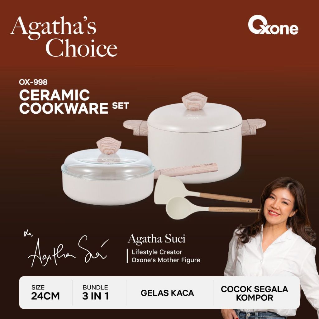 Jual Oxone OX998 Dome Ceramic Cookware Set 2 Ceramic + 2 Spatula ...