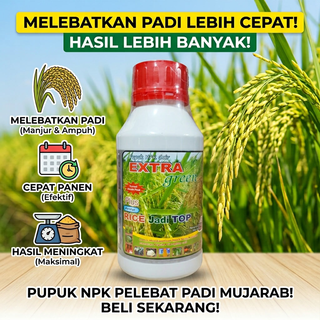 Jual Pupuk Obat Pelebat Padi RICE JADI TOP 500ML - Pupuk NPK Cair ...