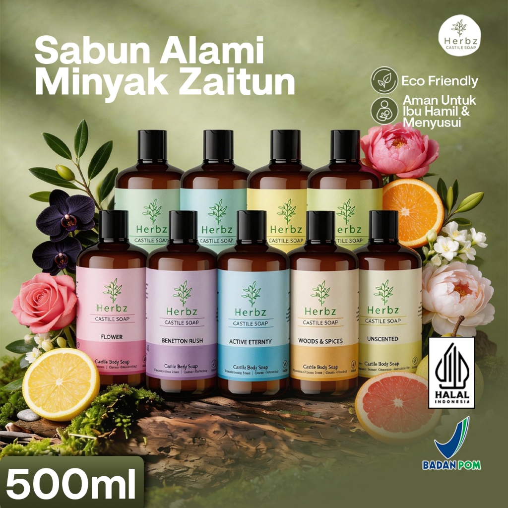 Sabun Zaitun Castile Herbz Body Soap Sabun Mandi Cair 500ml