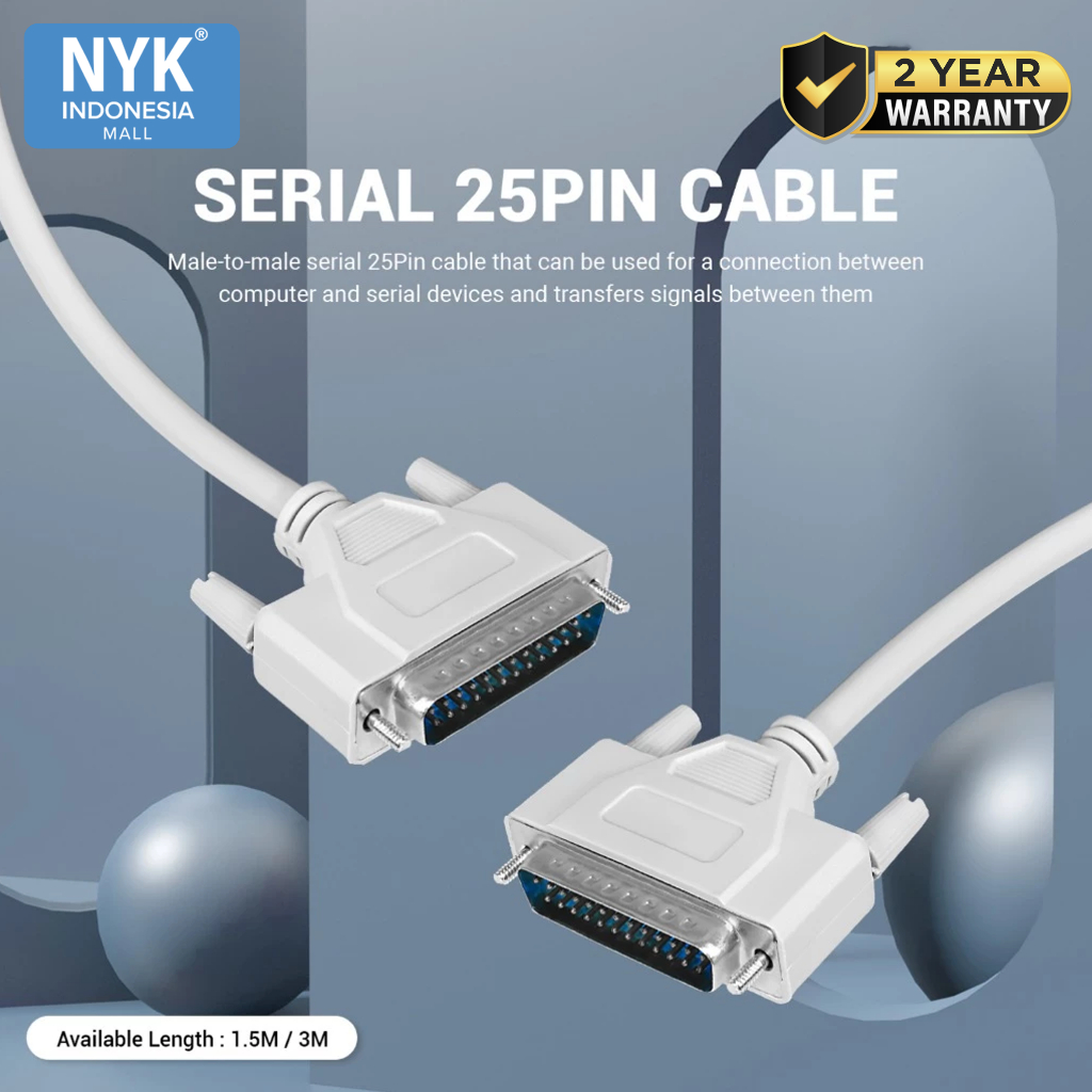 Kabel NYK 1.5 Meter Serial 25 pin Male to Male M-M CS25P (3)