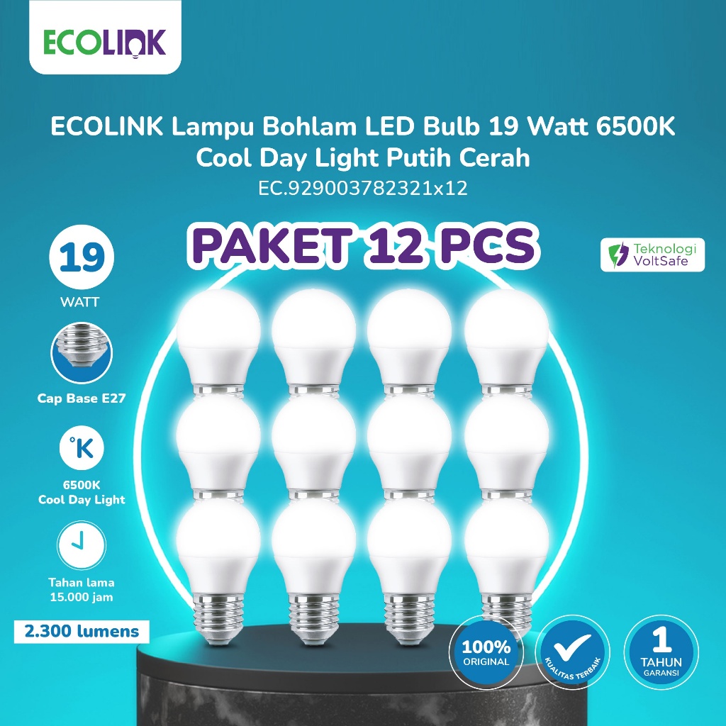 Jual ECOLINK Lampu Bohlam LED Bulb 19 Watt 6500K Cool Day Light Putih ...
