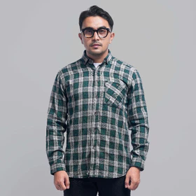 DGM Kemeja Flanel Pria Lengan Panjang Hitam Kotak Navy Garis Kuning Kemeja Pria Flanel Pria