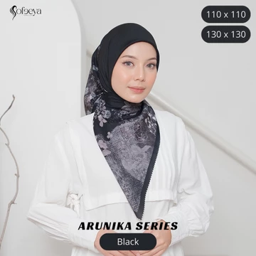 SOFEEYA - ARUNIKA SERIES Kerudung Segi Empat Motif Voal Ultrafine, Hijab Printing 110 x 110