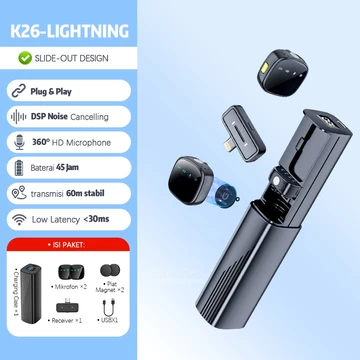 Cantiklife Q8 Mikrofon Wireless Clip On Magnetic Dual Lavalier Mic HP IOS Type C Plug Play