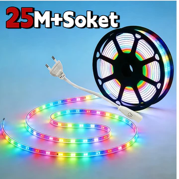 Lampu Led Strip Selang 2835 10Meter 220V Outdoor Rgb Led Strip Warna Warni Smd 5050