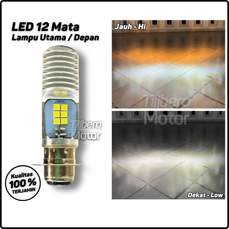 Lampu Depan / Utama Motor LED 4 Mata H6 AC / DC Putih Terang Matic Bebek
