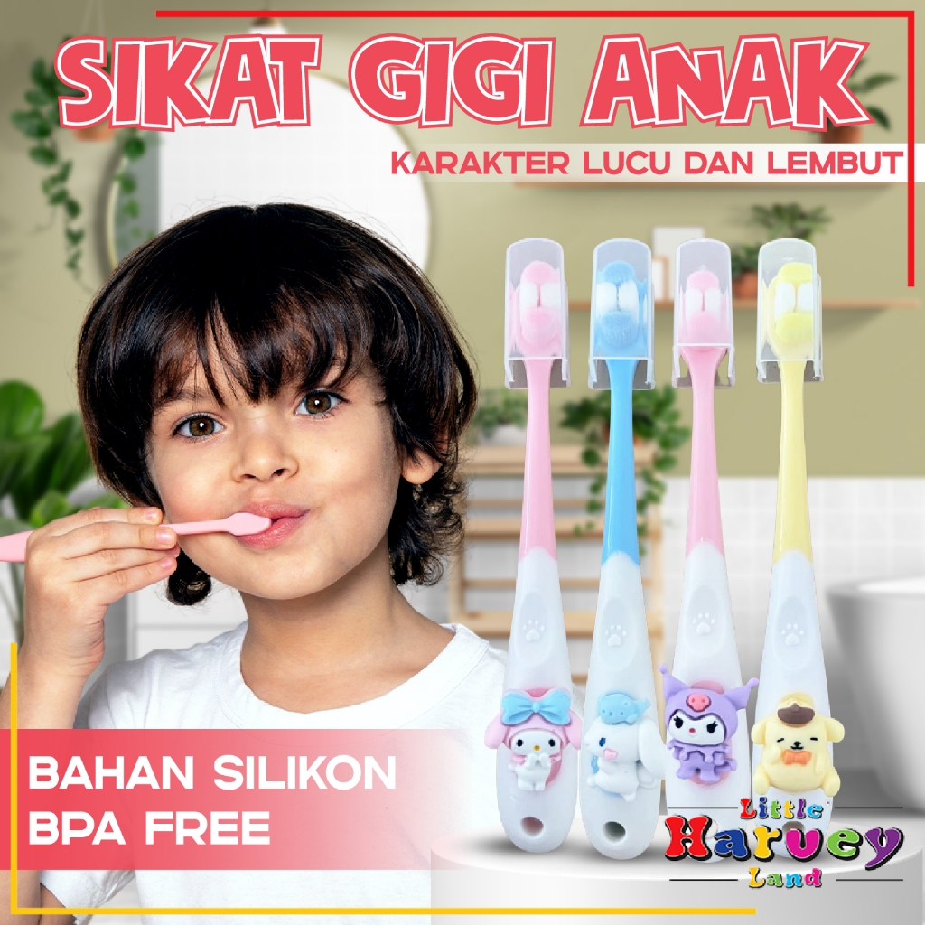SIKAT GIGI BAYI ANAK SILIKON Baby Training Toothbrush Kids Sikat Lidah Gusi Bayi Newborn Lembut Bulu Halus Karakter Lucu Sanrio Kuromi Melody Lotso Cinnamorol Pasta Gigi 1 2 3 tahun Teether Gigitan