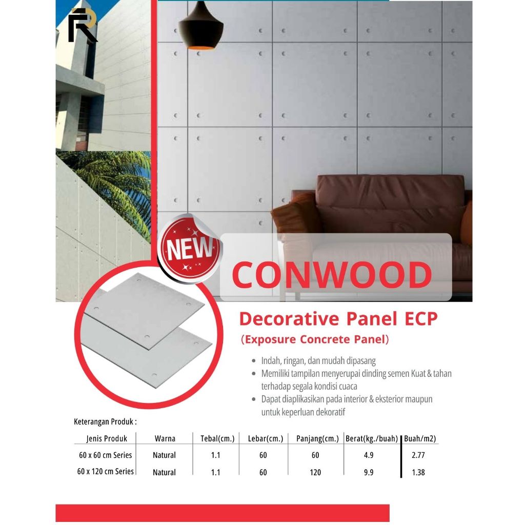 Jual Conwood Decorative Panel ECP (Exposure Concrete Panel) Natural ...