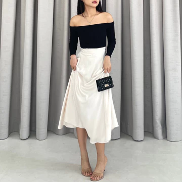 Rok Flare Wanita Rok Lilit Tali Kondangan Wisuda Bawahan Satin Valvet Instan