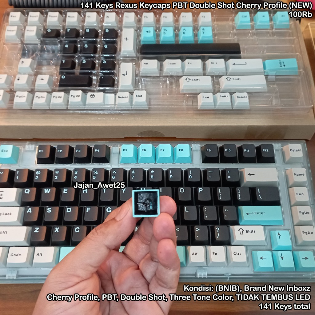 Jual (TERMURAH) 141 Keys Rexus Keycaps Cherry Profile PBT Doubleshot ...