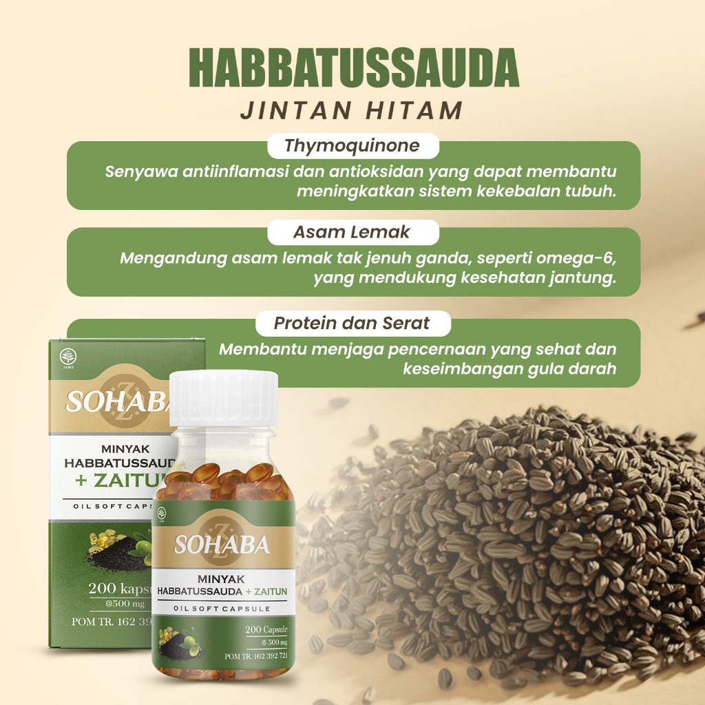 Jual SOHABA Habbatussauda Plus Zaitun Softcapsule - Obat Berbagai ...