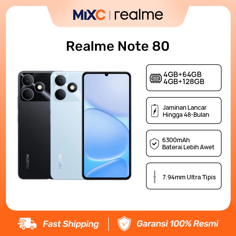 Official Realme  Note 80 4+64GB/4+128GB Desain Tangguh | 6300mAh Baterai | Proteksi ArmorShell™ | Jaminan Lancar Hingga 48-bulan | IP54