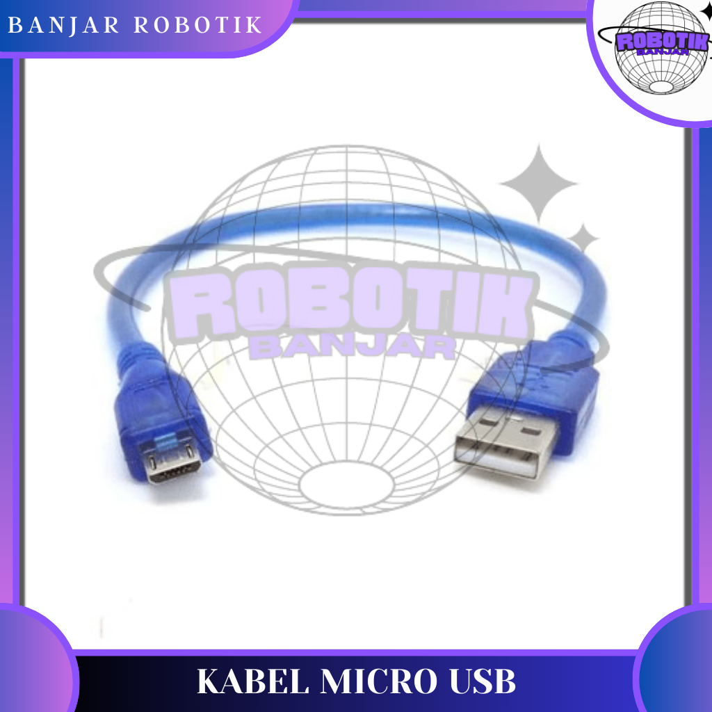 Jual Kabel Data MICRO USB Biru Cable NodeMCU Wemos DUE| Banjar Robotika ...