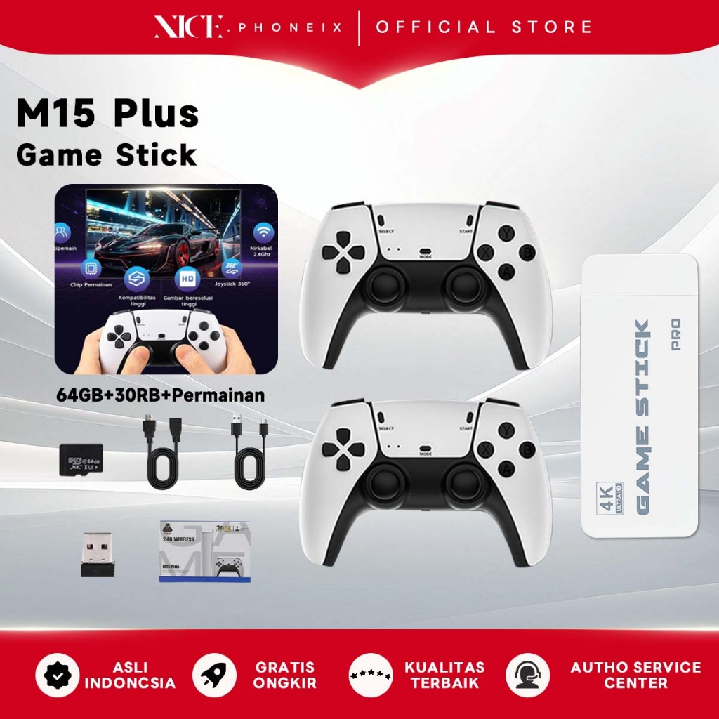Jual M15Plus Game Stick 4K Wireless Gamepad 2Player HDMI Connect PS1 30 ...