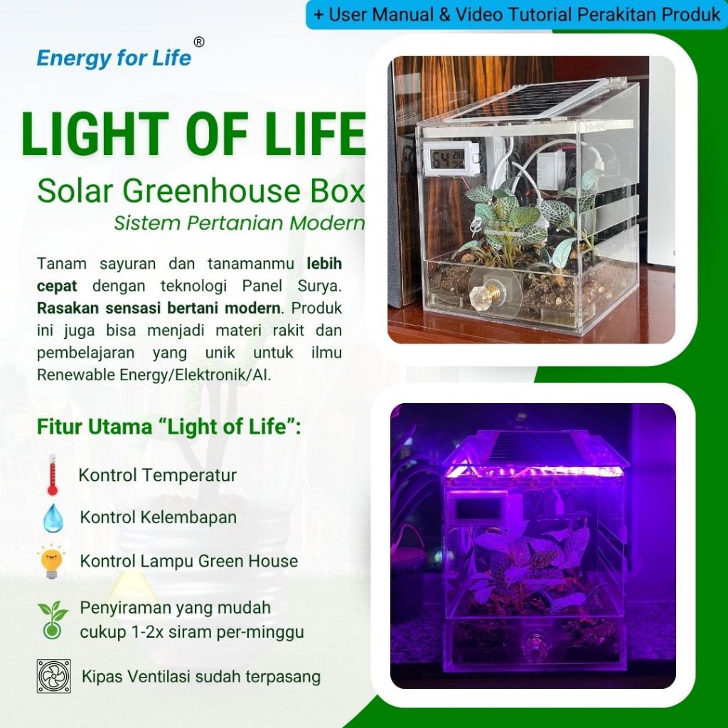 Jual Light of Life - Solar Panel Greenhouse Box with Battery Pertanian ...