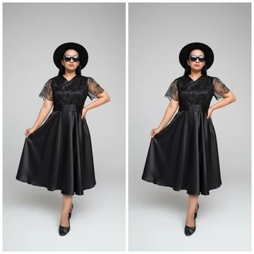 Dress Kombinasi Brukat Payung Satin Mewah XS 5XL