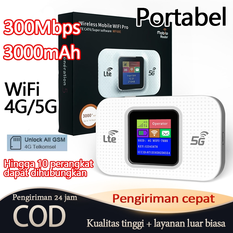 Jual Router Portabel 4G 5G 3000mAh 300Mbps Layar Warna WiFi Mini Modem ...