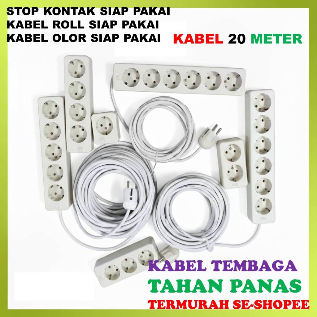 Jual Kabel Roll Listrik Stop Kontak 1 2 3 4 5 Lubang Lengkap Kabel 3m ...