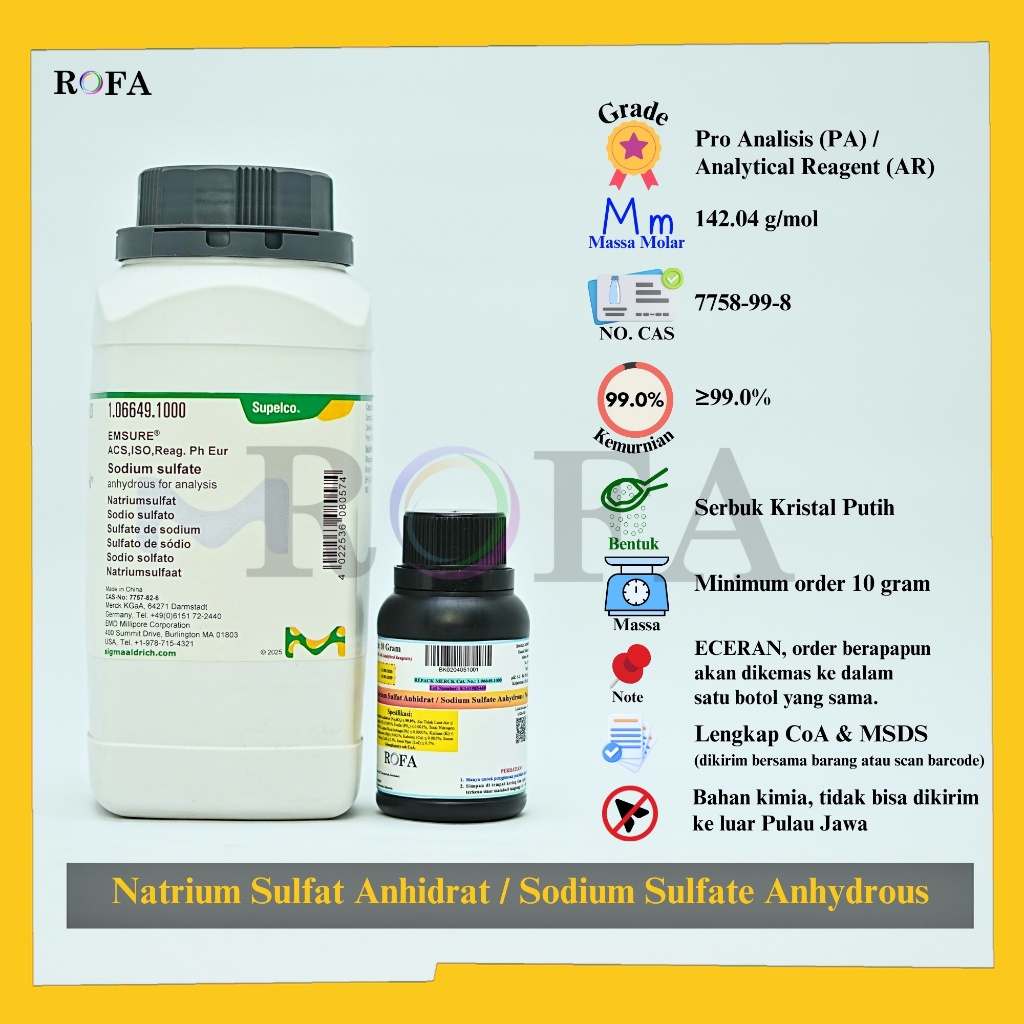 Jual Natrium Sulfat Anhidrat / Sodium Sulfate Anhydrous / Na2SO4 Pro ...
