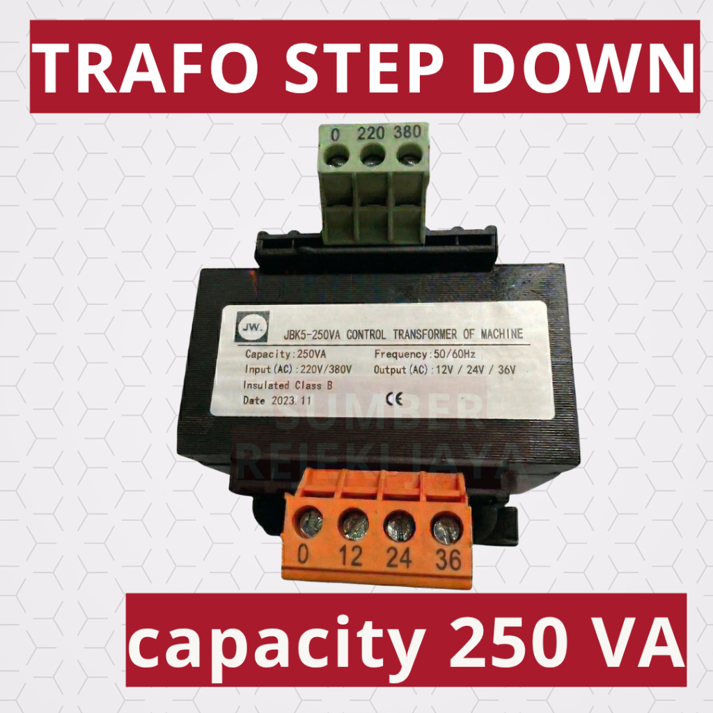 TRAFO MULTI CONTROL TRANSFORMER STEP DOWN 250VA 380V / 220V ke 12V 24V 36V 48V 110V AC JBK5-250