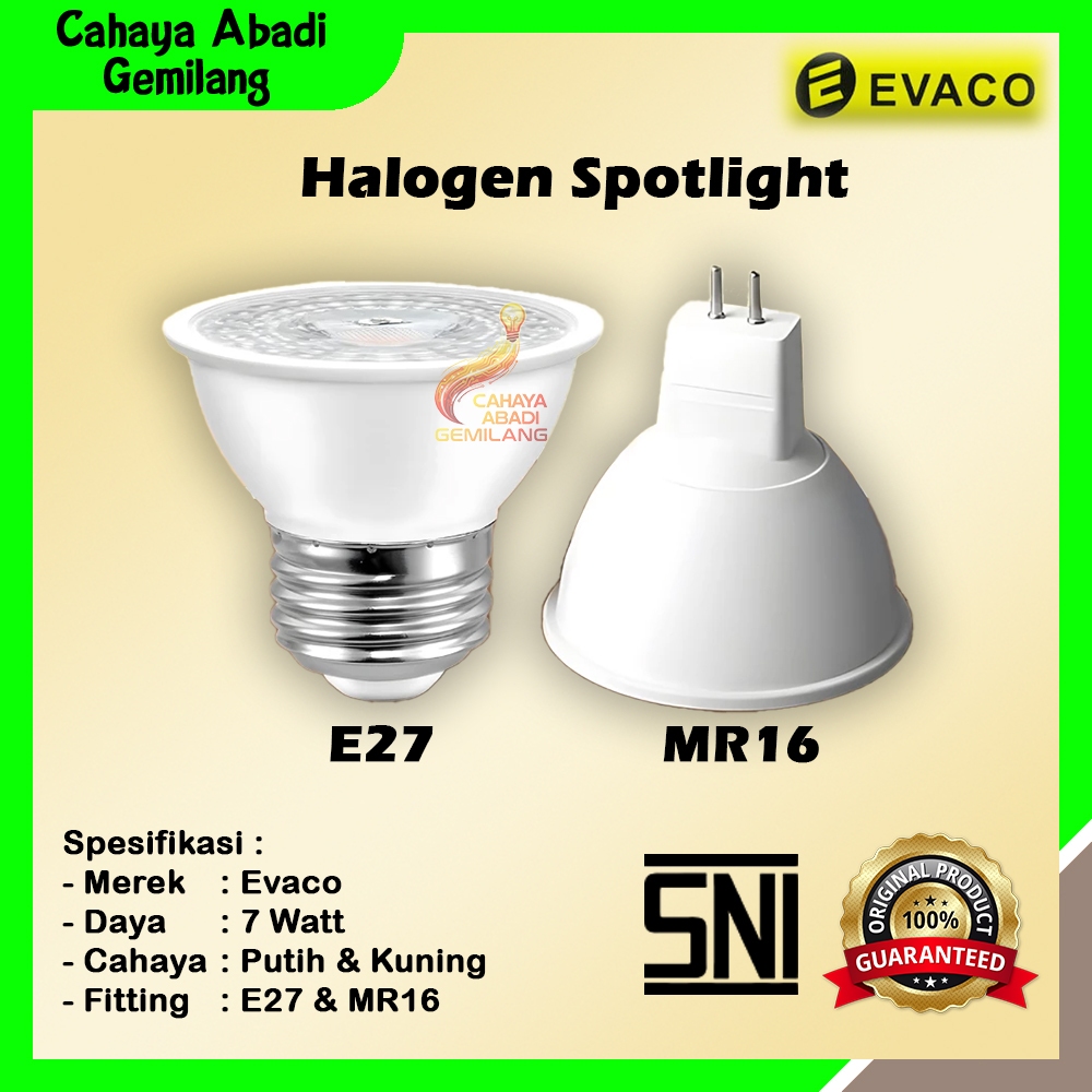 Jual Lampu Halogen Spotlight LED 7 Watt Fitting E27 / MR16 COB Sorot 7W ...